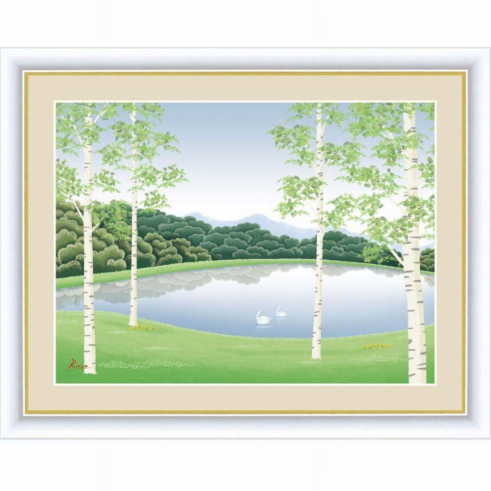 Amazon.co.jp: 竹内凛子 湖畔清風 F6号 高精彩工芸画 手彩補色 複製画